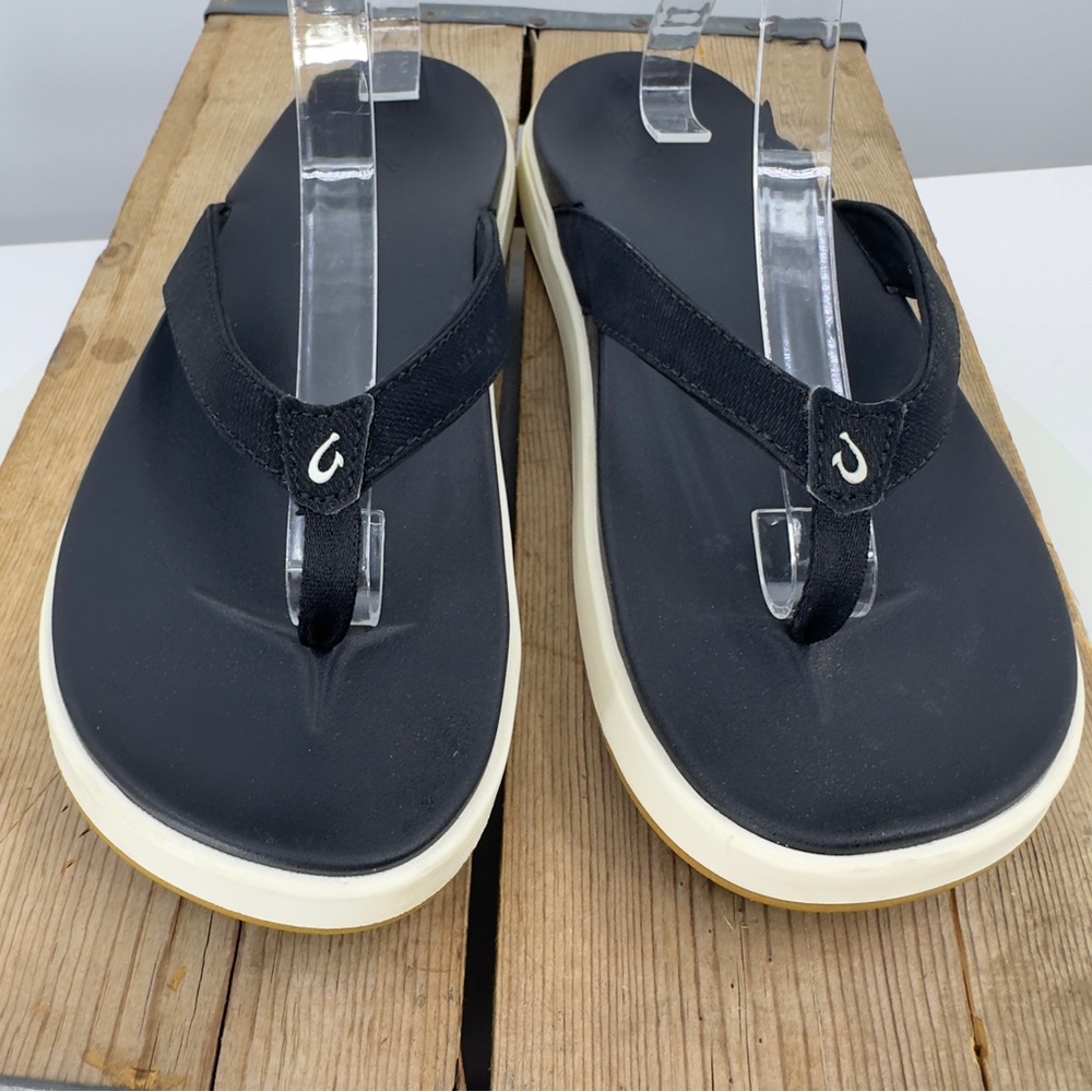 OluKai Women's Nu'a‎ Pi'o Sandals in Black Size 10 Beach Flip Flops Authentic 40 - Picture 12 of 16